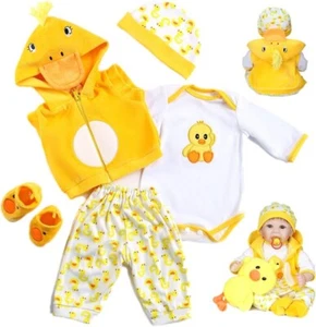 Reborn Baby Dolls vestiti 22 pollici accessori vestito anatra gialla set 5 pezzi per 20 - Foto 1 di 4