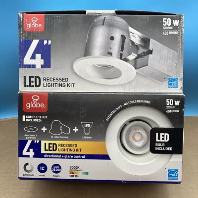 Globo 4" Regulable Direccional Control de Deslumbramiento LED Empotrado Kit 400 Lum 50W Paquete de 2 Foto 1 de 4