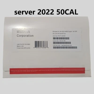 Microsoft Windows Server 2022 Standard 24-Core 50 CALs DVD + Key Sealed US - Image 1 of 2