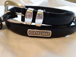 Men's Black Leather Belt with Stanford University Conchos Size 34 R