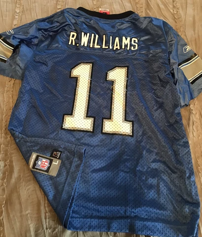 ROY WILLIAMS Detroit LIONS Football REEBOK Replica Youth LARGE Jersey NFL Blue Cover