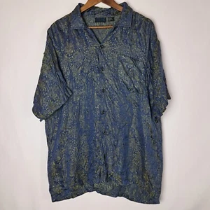 Vintage MT:2 Dragons All Over Shirt Mens XL Silk Rayon Blend Button Up SS Shiny - Picture 1 of 19