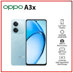 (Unlocked) OPPO A3x 4GB+64GB BLUE Global Ver. Dual SIM Android Cell Phone - Picture 1 of 5