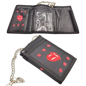 Niños Niñas Triple Plegable Delgada con Cadena Lona Negro Rolling Stones Diseño Reino Unido - Imagen 1 de 7
