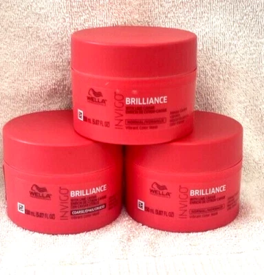 3- Wella Invigo Brilliance Vibrant Color Mask for normal Hair 5.07 oz - Image 1 of 4
