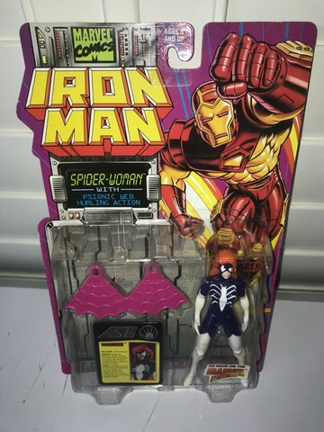 1994 ToyBiz Marvel Comics Iron Man Spider-Woman Psionic Web Action Figure NEW Cover