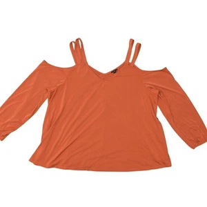 Torrid Women's Plus Size 4 Orange Polyester Blouse V Neck Long Sleeve Solid - Picture 1 of 7