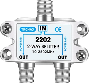 2 Way Coaxial Cable Splitter,Support 10-2602Mhz, RG6 Compatible, Nickel-Plated f - Picture 1 of 12