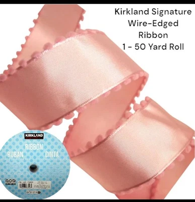 Kirkland Wire Edge PINK Satin Ribbon 50Yard Spring Easter Baby Girl Birthday 1.5 - Image 1 of 4