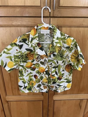 Top corto de popelina con estampado de frutas y limón Cara Cara S M Foto 1 de 4