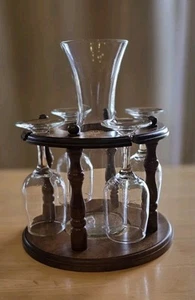 Vintage Cornwall Wine Rack And Bottle Holder Includes 4 Glasses And Bottle - Picture 1 of 6