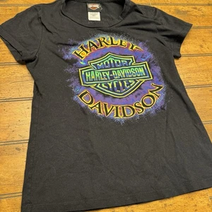Harley-Davidson T-Shirt Donna Nero Montaggio Rainier Grafica Tee Medium - Foto 1 di 4