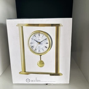 Acctim Welwyn Gold Pendulum Glass Mantel Clock Floating Face-missing Pendulum - Picture 1 of 6