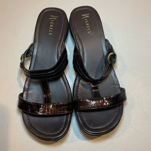 Nickels Brown Wedge Open Toe Sandals Women Size 10 [P7] - Picture 1 of 8