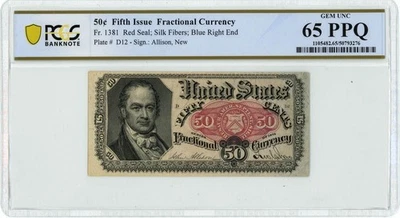 FR #1381 Fractional Currency 50c Fifth Issue GEM Unc 65 PPQ PCGS 949733-16 - Image 1 of 3