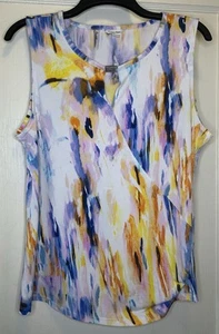 Top acanalado Calvin Klein grande blanco multicolor abstracto sin mangas logotipo de mirilla - Imagen 1 de 10