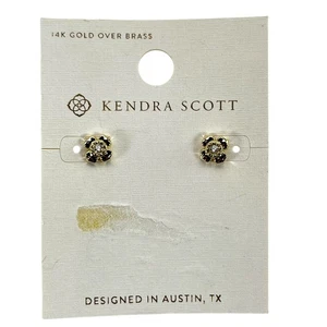 Kendra Scott Ohrringe Damen Blume klar Kristall 14K Gold über Messing Ohrstecker - Bild 1 von 4