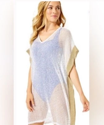 Lilly Pulitzer White Ellio Wave Mesh Caftan Swimsuit Cover Up XL EUC - Image 1 of 4