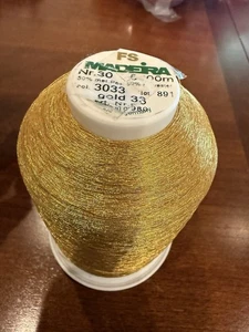 NEW MADEIRA METALLIC EMBROIDERY THREAD 5000m GOLD 33 FS#30 - Picture 1 of 2