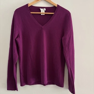 Kate Hill Sweater Womens Sz L Purple 100% Merino Wool Cozy Fall Natural Knitwear - Image 1 of 4