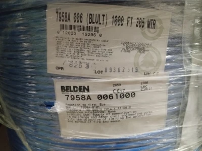 Belden 7958A 006 24/4P CAT5e F/UTP DataTuff Bonded Network Cable 1000 feet Blue - Image 1 of 3