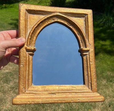 Espejo de pared dorado gótico arqueado del Museo de Arte de Boston auténtico siglo XV Italia Foto 1 de 4