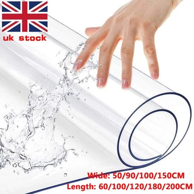 1.5mmThick 50-200cm Clear Transparent Vinyl PVC Tablecloth Table Protector Cover - Image 1 of 4