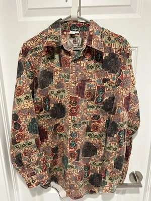 Vintage The Territory Ahead Mens Large Button Up Shirt Geometric Aztec Retro - Image 1 of 4