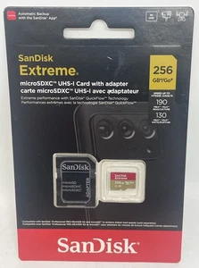 SanDisk Extreme 256GB microSDXC UHS-I Memory Card w/ Adapter *NEW SEALED* - Picture 1 of 1