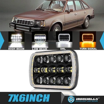 Faro LED cuadrado de 7x6" haz alto/bajo DRL señal de giro para Mercury Lynx 1981-1985 Foto 1 de 4