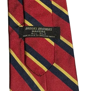 Vintage Brooks Brothers MAKERS USA Krawatte, rot mit blau gelben Streifen, Repp Seide - Bild 1 von 6