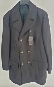 Lauren Ralph Lauren Coat Mens 40 Long Black Wool Blend Peacoat Classic Fit Luke - Picture 1 of 12