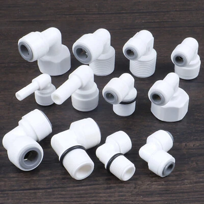 1/4" 3/8" Quick Connect Elbow Fittings Adapter RO Reverse Osmosis Water Filter - Image 1 of 4