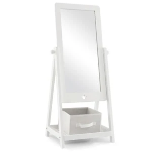 Kids Freestanding Full Length Dressing Floor Mirror w/ Shelf Storage Bin White - Picture 1 of 8