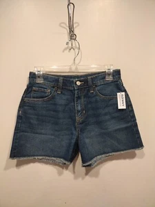 NWT Old Navy Girl's High Rise Adjustable Waist Denim Shorts Sz 16-Raw Hem Casual - Picture 1 of 6