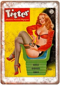 Letrero de metal Titter Girly Magazine Pinup modelo 1947 aspecto retro GM529 - Imagen 1 de 2