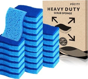 24 Heavy Duty Scrub Sponges Non-Scrub Dish Heavu Duty Kitchen Cleaning Stove - Picture 1 of 7