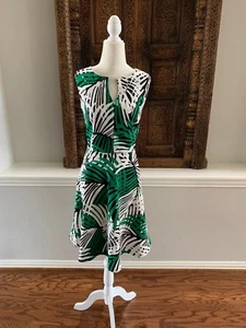 CB Green Black And White Botanical Dress Easter Spring Size 10 - Picture 1 of 5