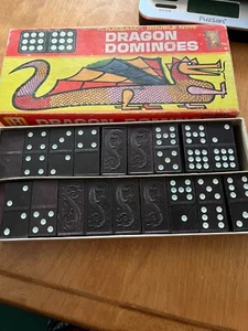 Halsam Double Nine Dragon Dominoes Wood in Box No. 920 55 Pcs Complete vtg - Picture 1 of 8