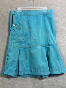 Westco Wrap Skirt Womens 12 34x25 Denim Teal Midi Ruffle Boho Western Cowgirl - Picture 1 of 12