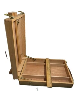 Kuyal Wood Easel storage box for Art Painting supplies Dovetail Joints Natural - Picture 1 of 12