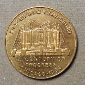 Sogenannter Dollar HK-474, Reise & Transport $, Jahrhundert des Fortschritts. Vergoldet, 33mm, - Bild 1 von 2