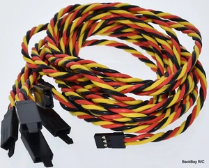 (5) 75CM (~2.5ft) Twisted 20awg Servo Extension Leads JR / Hitec w/ Safety Clips - Picture 1 of 3