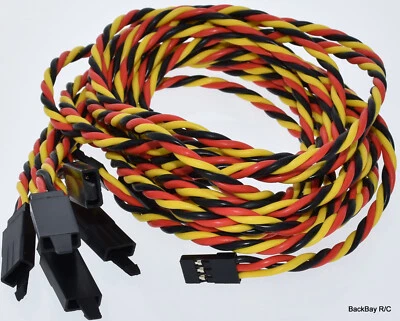 (5) 75CM (~2.5ft) Twisted 20awg Servo Extension Leads JR / Hitec w/ Safety Clips - Image 1 of 3