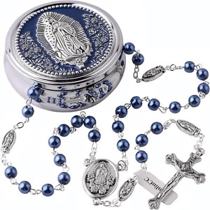 Collar Rosario Católico Nuestra Señora de Guadalupe 6Mm Cuentas de Perlas de Vidrio para Mujer a - Imagen 1 de 12