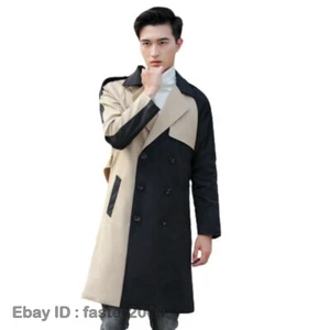 Giacca a vento uomo doppiopetto trench coat stile britannico media lunghezza outwear L - Foto 1 di 26