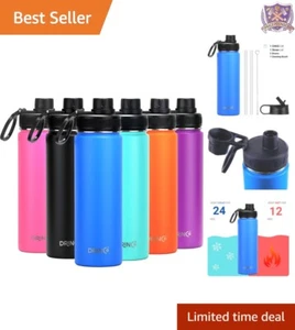 Durable 22oz Stainless Steel Wide Mouth Water Bottle - Keeps Drinks Hot/Cold - Picture 1 of 9