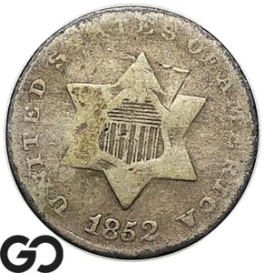 1852 Three Cent Silver Piece, Tough Collector Type Coin - Picture 1 of 3
