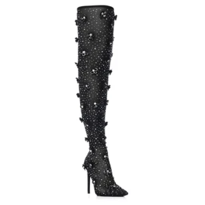 Azalea Wang Marlowe schwarz verziert Mesh Stiefel Größe 8,5 - Bild 1 von 8