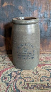 Antique Early Country Stoneware Hamilton & Jones PA Cobalt Crock Jar 10" - Picture 1 of 9